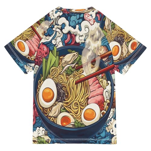 Kids Swimsuit Ramen Noodle Fish Egg Sunscreen T-Shirts Swimwear Sets UPF 50+2