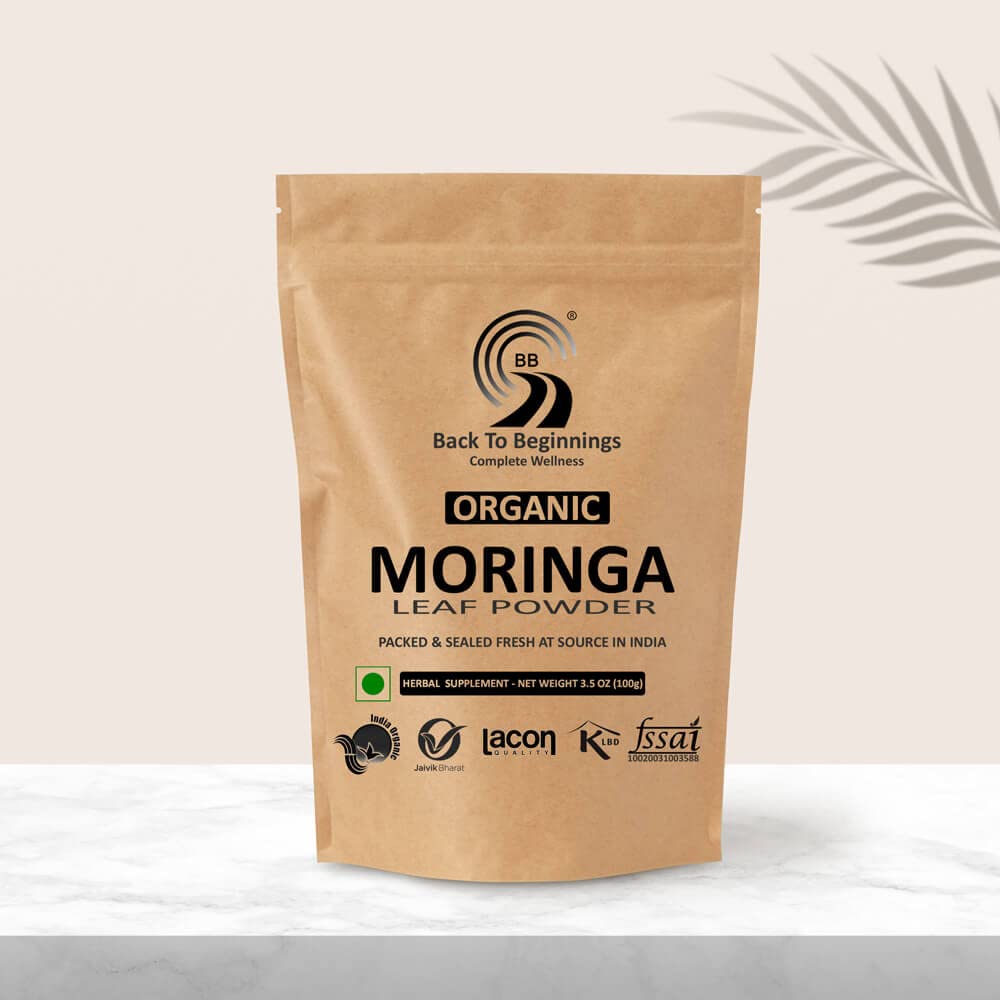 BB Back to Beginnings Organic Certified Moringa Leaf Powder | Nutrient Rich - Boosts Immunity - Weight Loss - Hair & Skin Care | Non-GMO | No Preservatives | 1 Pouch 100 Grams (B0C5ZKFGNB) Amazon Price History, Amazon Price Tracker