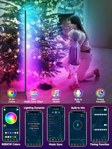 Corner Floor Lamp, RGB LED Corner Lights, Smart App and Remote Control Ambience Light with Music Sync, LED Lamp with 16 Million Colors for Bedroom, Living Room Gaming Room - Illuminazione - Immagine 1