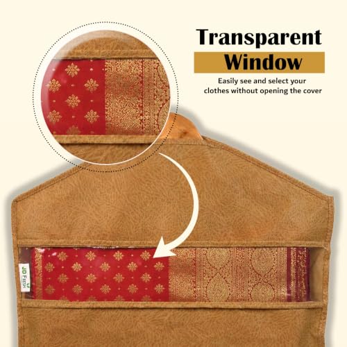 Image of JD FRESH 6 Pack Hanging Saree Bag for Wardrobe /Non Woven Clothes Bags for Storage /Breathable Hanging Saree Covers /Transparent Window Cloth Storage Bag /Stoarge Covers with Zip (Orange)