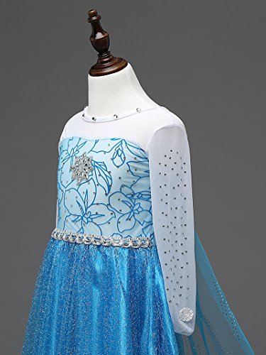 Acecharming Elsa Princess Dress,Anna Elsa Fancy Dress Girls Kids Floral Dresses With Accessories For Halloween Christmas Party Cosplay Costume(5-6Years) #TOP6