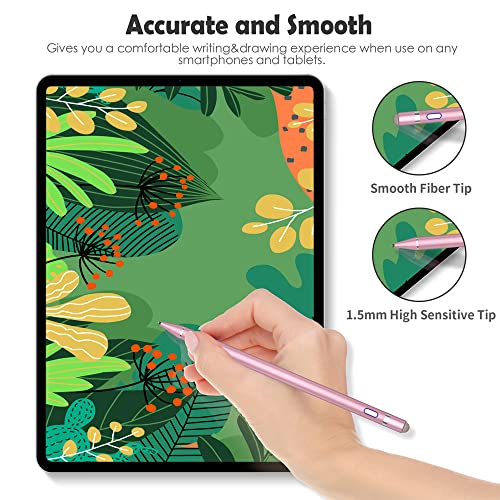 Image of Active Stylus Pen for Touch Screens,Dual Pen Tips for iOS & Android Drawing & Writing,High Precise Digital Pencil for Apple iPhone 17 /16 /15 /14 /13, iPad Air /Pro /Mini,Phone /Tablet /Sam-sung /Kin-dle- Pink