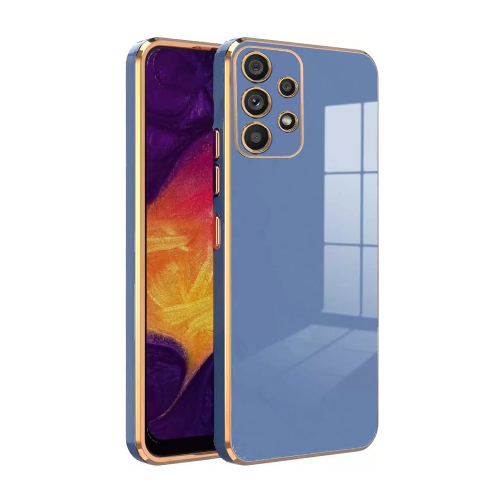 WISH DEALS Electroplated Chrome 6D Back Case Cover Compatible for Samsung | Gold Plated Frame | Slim Shock Proof | Soft TPU-Mint (Samsung Galaxy A32 4G, Blue)