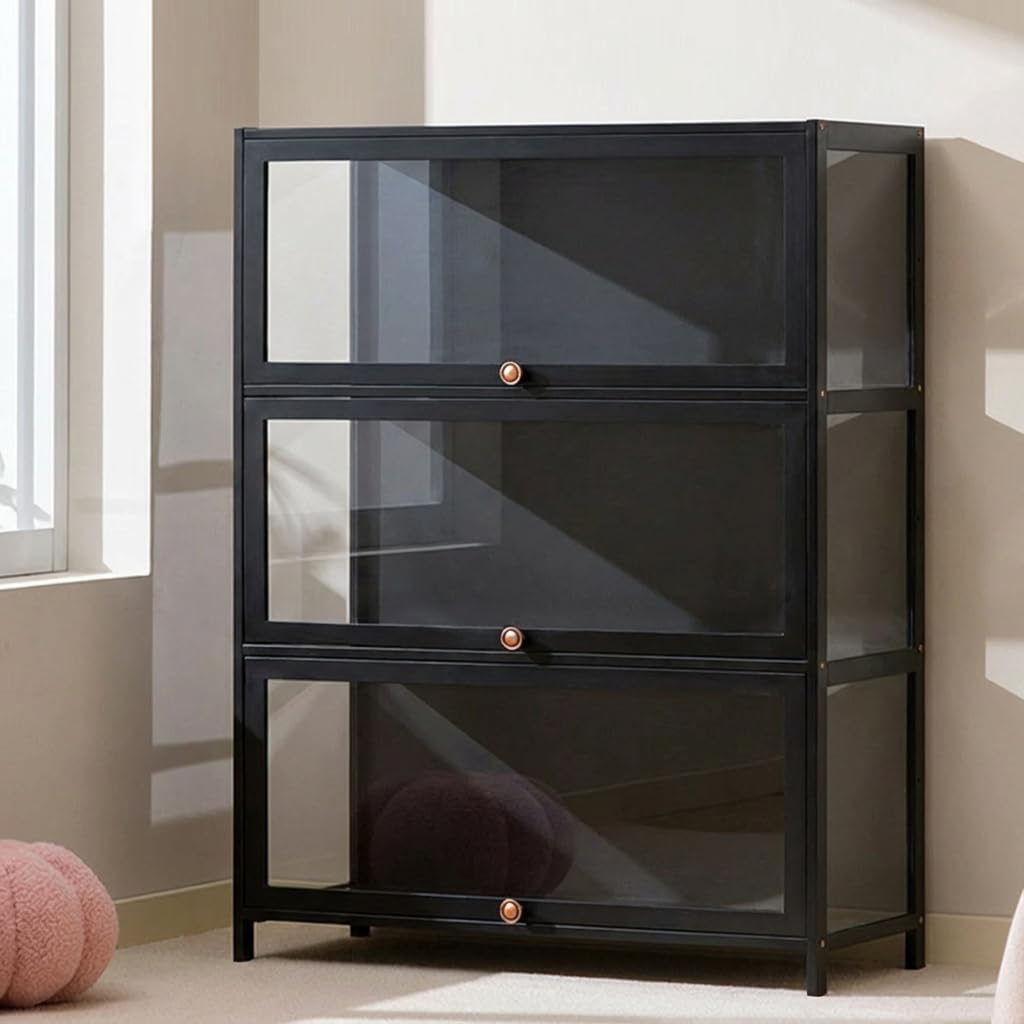 CHZIMADE 3 Shelf Corner Display Cabinet with Clear Door Display Case
