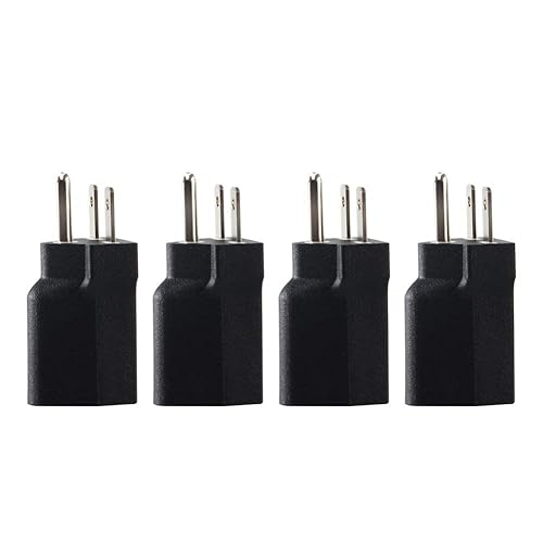 Adaptador de enchufe de EE. UU. 6-15P a 5-15R, convertidor eléctrico, 3 puntas, 110 V 120 V a 220 V 240 V, 15 A, negro, 4 unidades