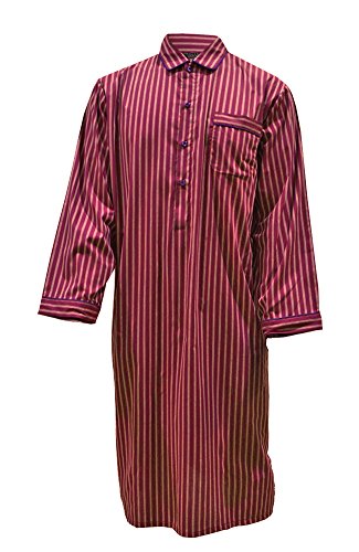 Camicia da Notte in Puro Cotone a Righe, Bordeaux