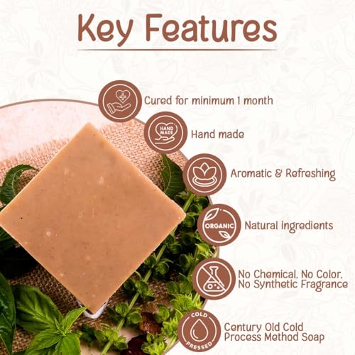 Image of Naturalis Neem Soap for Skin Itching with Pure Camphor and Tulsi - Handmade and Organic Soap Bar, Cold-Processed Natural Skin Care, Ideal for Acne and Blemishes,100g