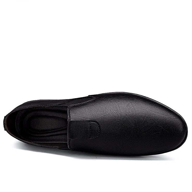 Men's Loafers Shoes Round Toe Vegan Leather Loafer Shoes Elastic Band Flexible Lightweight Comfortable Classic Wedding Slip-ons2