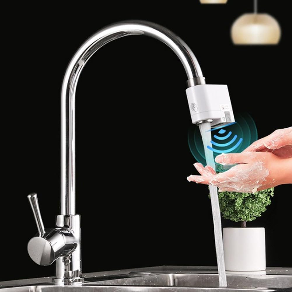 Dispositif d'économie d'eau automatique à induction pour robinets de cuisine et de salle de bain avec capteur sans contact, arrêt automatique en 3 minutes et mousseur anti-éclaboussures