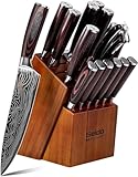 17-Piece Master Chef Knife Block Set – Damascus Steel & Acacia Wood Block