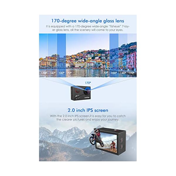 LeadEdge Action Cam 4K 20MP EIS Anti-Shake Externes Mikrofon Rotfilter 2.0 IPS LCD WiFi 170 ° Weitwinkel Tauchen 40M… – Bild 5