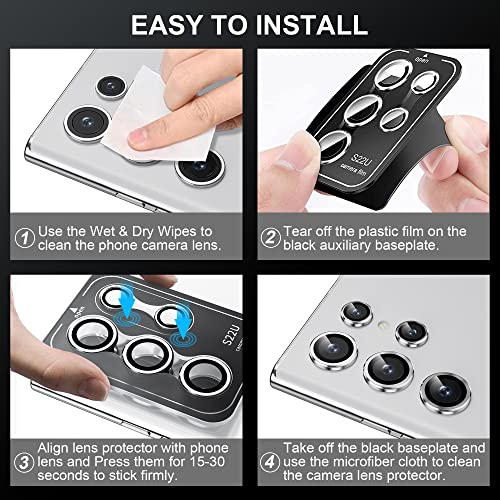 Image of Hoerrye Camera Lens Protector For Samsung Galaxy S22 Ultra, Scratch-Proof, Drop-Proof Alloy Phone Screen Camera Cover Protection For 6.8'' Accessories - Silver