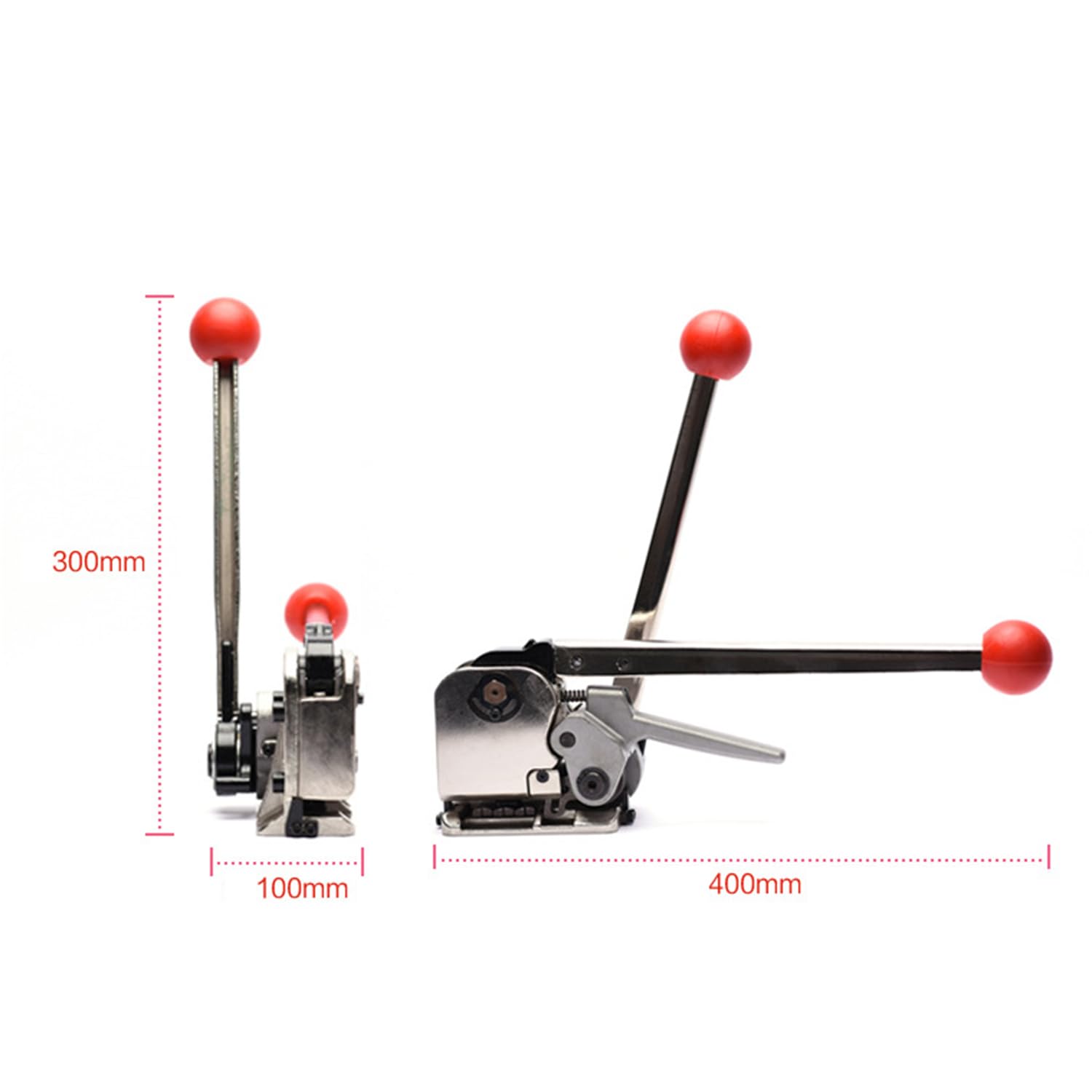 Machine de cerclage pour feuillards métalliques en acier, kit de cerclage pour feuillards en acier de 13 à 19 mm de largeur, tendeur, sertisseur et coupeur 3 en 1, outils combinés sans soudure