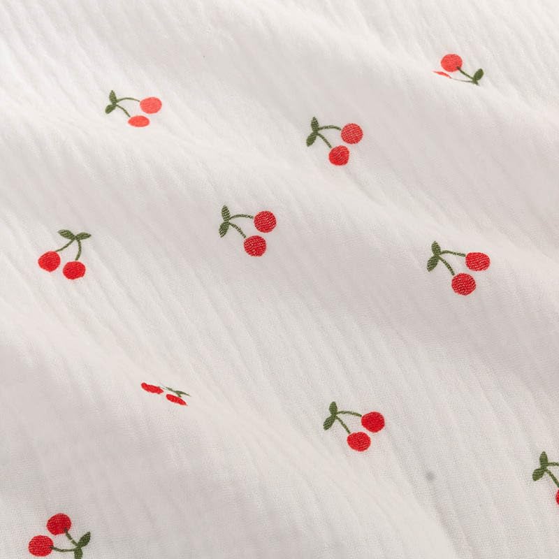 Tela Para Tapizar Tela de gasa crepé doble capa algodón puro, estampado cereza, ropa informal, interior, pijamas, 135x5 0/500cm(1,135x500cm)