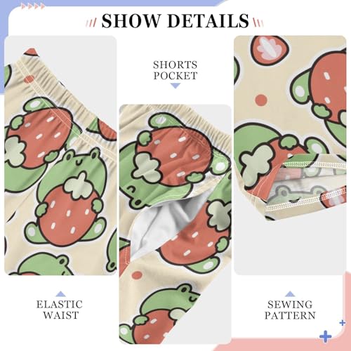 ZZKKO Cute Frog Strawberry Fruit Boys Pants for Kids Jogger Pants with Pockets S-XL4