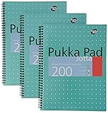 cuaderno 200 hojas cuadro chico Grosor del papel de 80 g/m² Pukka Pads Metallic Jotta - Cuaderno de espiral doble (3 unidades, A4, 200 hojas microperforadas, 80 g/m², raya de 8 mm, con margen), diseño verde metalizado