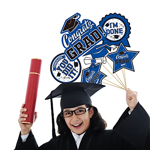 Image of 30PCS Graduation Party Decorations Congrats Grad Table Centerpiece,Graduation Table Decorations,Congratulate Graduation Centerpiece Sticks Table Toppers for Graduation Party(Blue,Black)