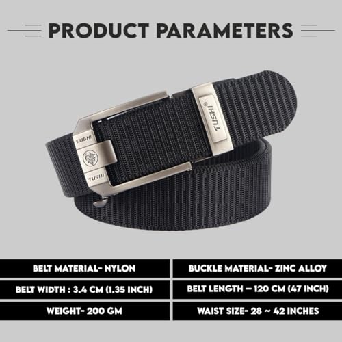 Image of TUSHI Ratchet Golf Casual Belt for Men, Nylon Web Tactical Work Belt with Automatic Slide Buckle