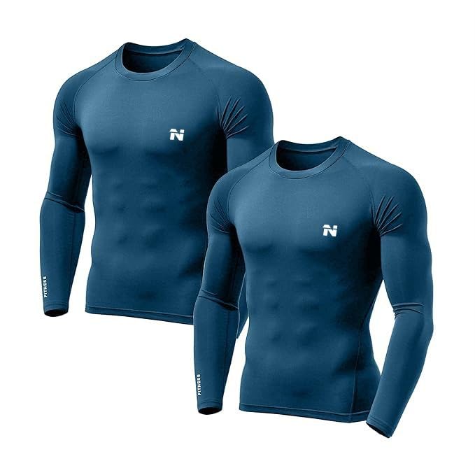 Image of NINQ Men's 1 Or 3 Pack Compression Shirts Long Sleeve, Base-Layer Quick Dry Workout T Shirts Sports,Gym, Running T-Shirt (Small, T-BLUE 2)