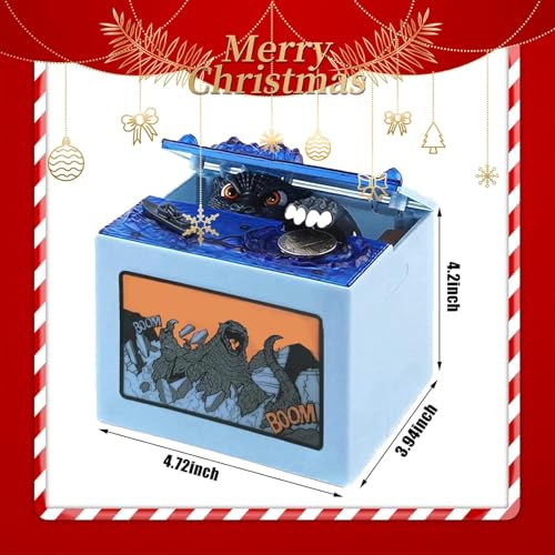 Image of Monster Dinosaur Stealing Piggy Bank, Electronic Anime Coin Box | Interactive sound effect design, made of safe non-toxic ABS, Cute anime style