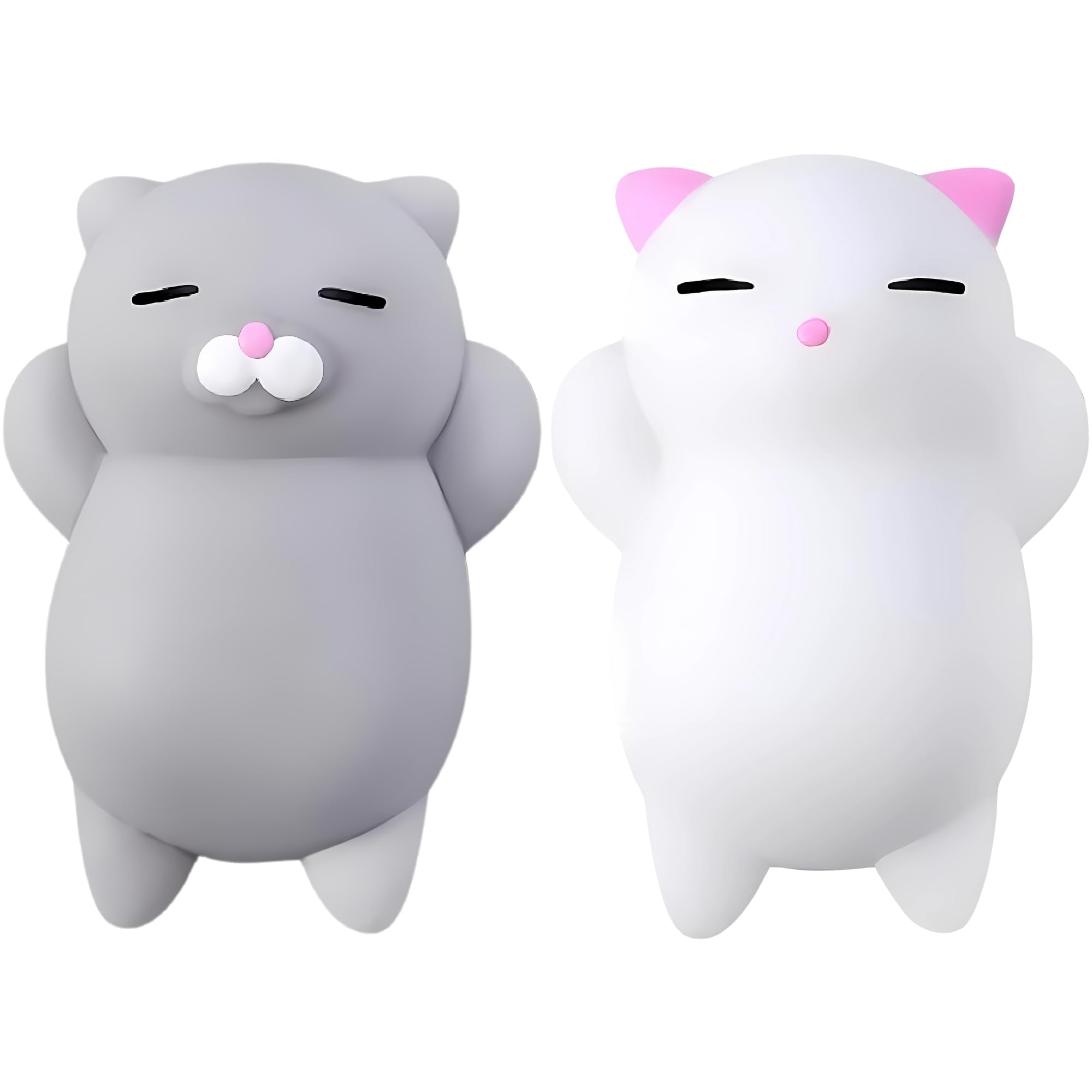 Sun Nomad Squishy Cat Bundle - 2 Soft Silicone Kawaii Kitty Squishies - Stress Relief & Fidget Toy for Kids & Adults - Unique & Funny Holiday Present - Top 2017 Christmas Gifts for Boys &