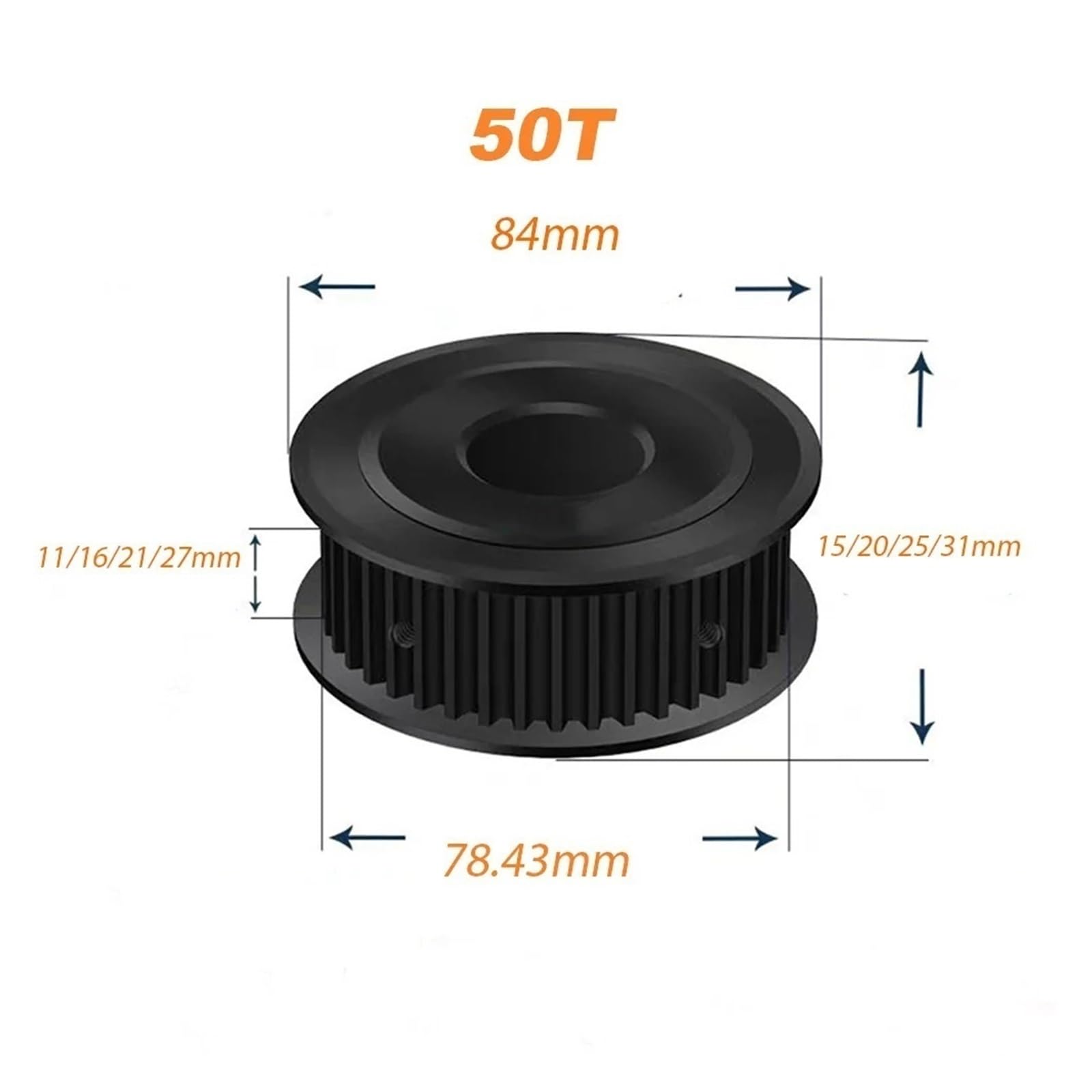 1 szt. HTD5M Koło zębate ze stali AF typu HTD 5M 50T Koło synchroniczne do pasa o szerokości 10/15/20/25, średnica otworu 8-28 mm(Bore 8mm,50T27mm(25mm))
