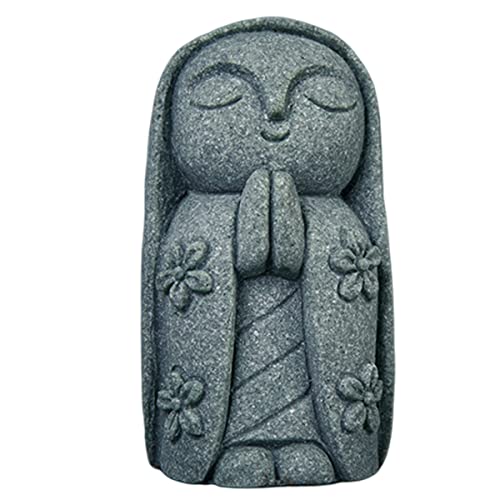 livelyfish Mini Monk Statue Japanese Buddha Figurine Feng Shui Praying Monk Statues Sandstone Sculptures for Fish Tank Aquarium Home Decoration, 5