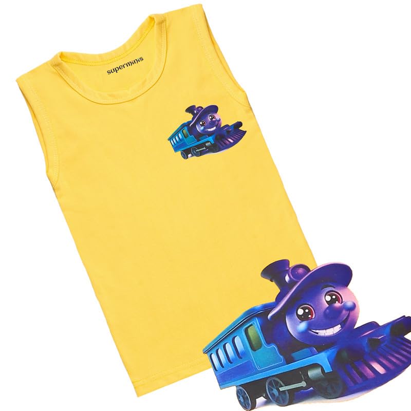 Image of superminis Cotton Vests /Baniyan /Inner Wear - Regular Fit, Sleeveless, Printed Sandos for Girls, Boys and Kids