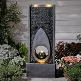 46.5’’Tall Modern Water Fountain Indoor Outdoor Waterfall Feature Floor Standing with Sphere and LED Lights for Garden, Yard, Patio, Deck, Porch, Livingroom Decor