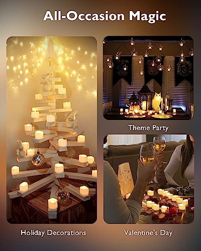 Homemory 48-Pack Novelty Flickering Flameless Tea Lights Candles, 200+Hours Battery Operated, Fake Electric Led Votive Candles thumb #6