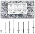Proster 210PCS Aluminum Blind Rivets Assortment Kit - 8 Most Common Sizes (3/32" to 1/4") for DIY, Auto Repair, Metalworking & Home Maintenance with Portable Storage Case