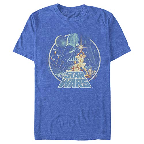 Star Wars Men's Vintage Victory T-Shirt, Royal Blue Heather, Large, Royal Blue Heather, Large