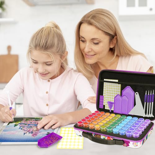 Image of ZORETCO Diamond Painting Storage Box, 60 Slots Bead Storage Containers with Tools Kit for Diamond Art Accessories Craft Jewelry Beads Organizer