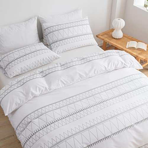 Lekesky Parure de lit 135 x 200 cm super douce 100 % microfibre 2 pièces - Parure de lit 135 x 200 cm avec 1 taie d'oreiller 80 x 80 cm, pour lit double avec fermeture éclair, blanc Cover