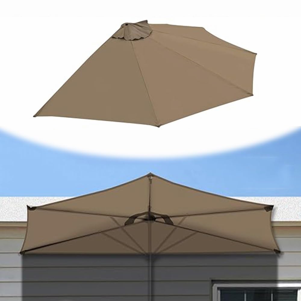2.7m Copertura di Ricambio per Ombrellone da Giardino, Telo di Ricambio per Ombrellone da Giardino, Telo di Ricambio per Ombrellone da Esterno(Grey Khaki)
