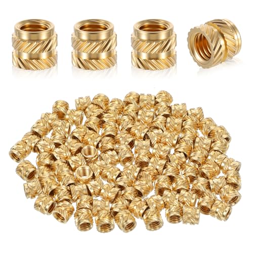 100 Pack M5 Threaded Insert M5 Heat Set Inserts 3D Printing Brass Nuts Knurled Twill Thread Nut Inserts for Automotive Plastic Shells