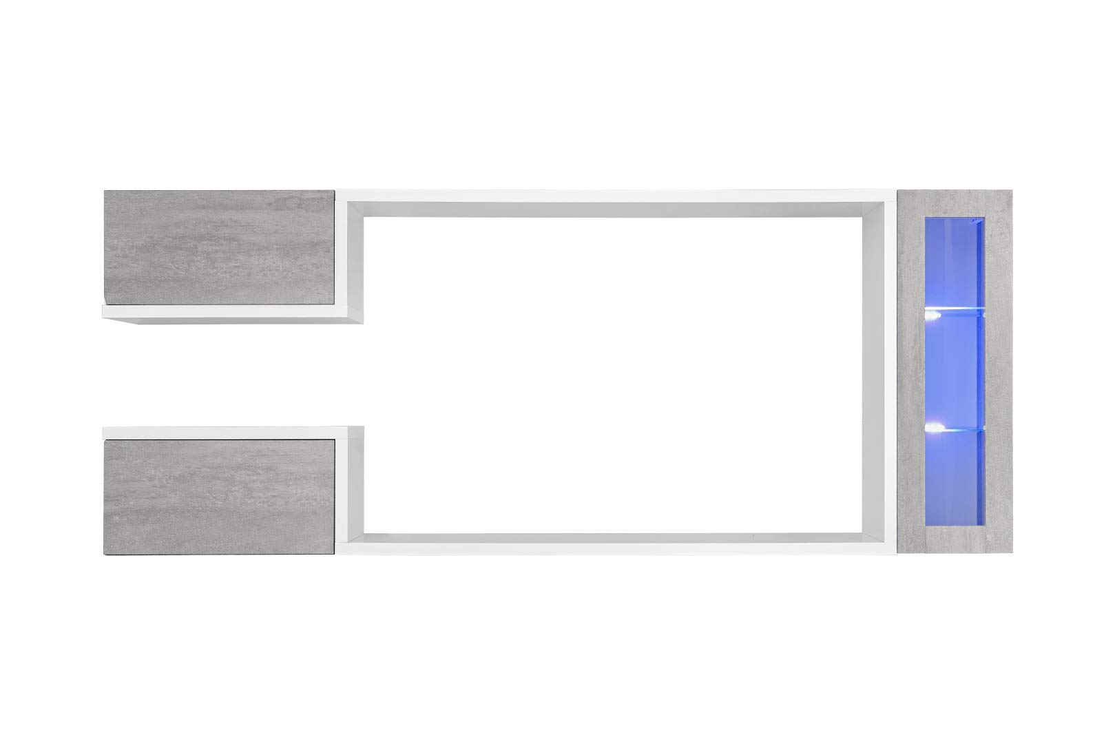 MB Muebles Bonitos | Mueble de salón | Modelo Urko | Color Blanco y Gris Cemento (2,3m)