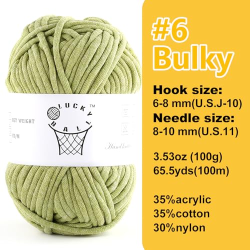 100g Yarn for Crocheting and Knitting,66yds/60m Cotton Yarn for Beginners,Cotton-Nylon Acrylic Blend Yarn for Beginners Crochet Kit Making(Bay Leaf)