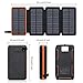 FEELLE Solar Charger Power Bank - 25000mAh Portable Phone Charger 3A Fast Charging External Battery Pack with 4 Solar Panels for Phone Outdoor Camping Orange