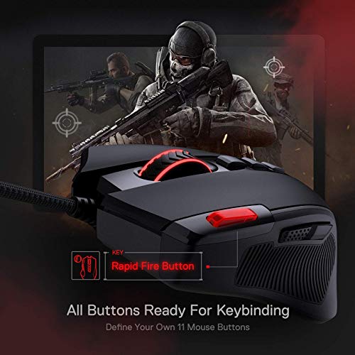 Image of Redragon M612 Predator RGB Gaming Mouse, 8000 DPI Wired Optical Mouse with 11 Programmable Buttons & 5 Backlit Modes, Software Supports DIY Keybinds Rapid Fire Button