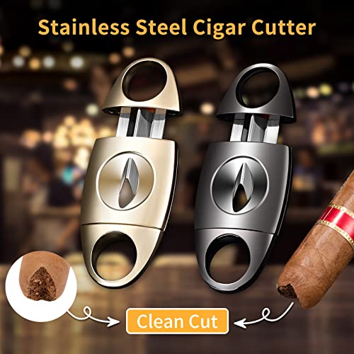 Demcigar V-Cut Cigar Cutter, Stainless Steel Sharp Blade Cigar Guillotine Scissors for Men(Grey) - Image 5