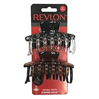 Revlon Strong Hold Hair Claw Clips, Brown/Black, 2 Count (Pack of 1)