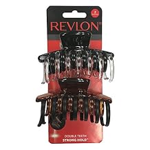 Revlon Strong Hold Hair Claw Clips ، بني / أسود ، 2 Count