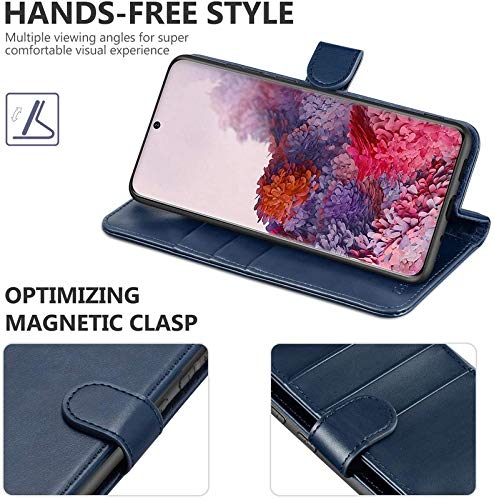 Image of Perkie Matte Finish Vintage Wallet Case for Motorola Moto G54 5G PU Leather Flip Case Kick Stand with Magnetic Closure Flip Cover for Motorola Moto G54 5G (Navy Blue)