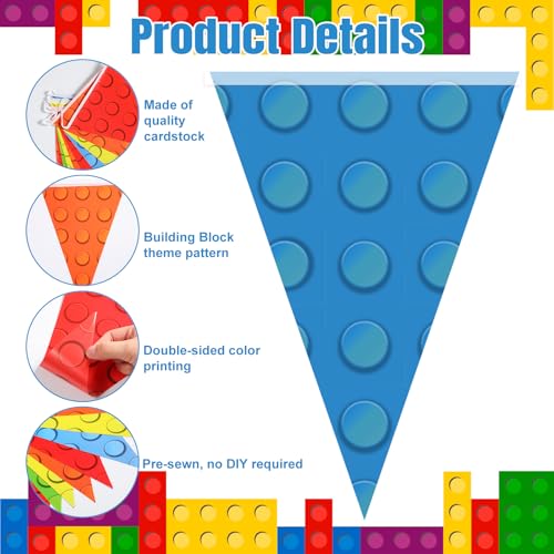 Image of Tiamon 5 Pcs Building Block Birthday Party Triangle Decoration 49.2 Ft