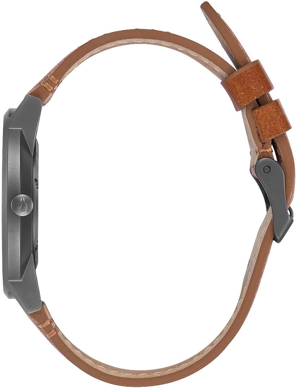 NIXON Unisex Adult Analogue Quartz Watch with Leather Strap A1058-2494-00, Gunmetal / Charcoal / Taupe - Image 3