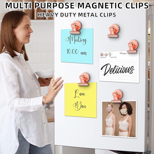 Grtard 48pack Magnetic Clips Heavy Duty, Magnet Clips for Fridge, Refrigerator Magnets, Scratch Free Magnets with Clip, Strong Magnetic Clip for Refrigerator, Whiteboard, Locker, Cruise (Rose Gold)