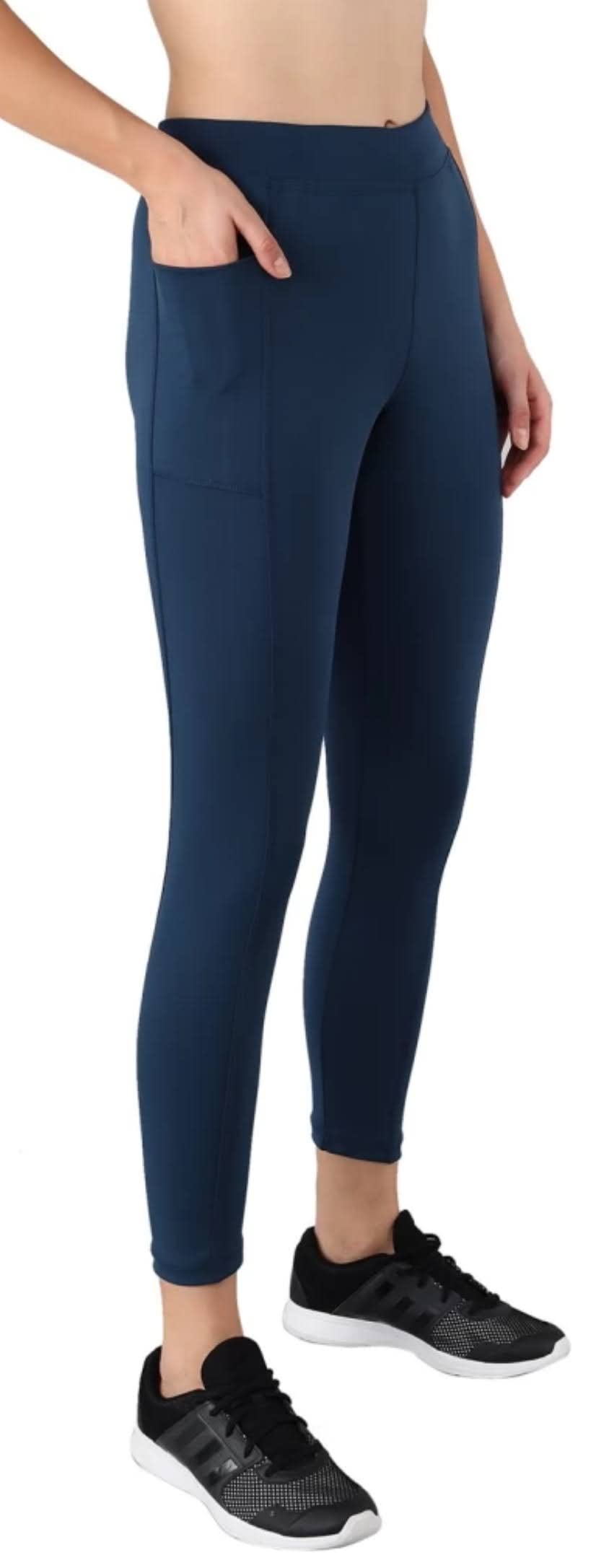 Womens High Waist Ankle Length Slim Fit Yoga Workout Gym Tights/Leggings/Pants with Side Pockets 4 Way Stretchable Fabric S to 4XL Sizes-image-10
