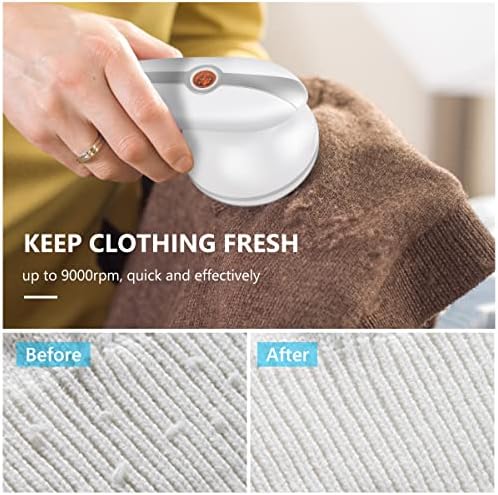 URAQT Fabric Shaver, Portable Electric Lint Remover, Powerful and Efficient Clothing Bobble Remover, Quick Potent Removal, Comes with a 6 Blade Replacement Head/USB Charging Cable/Cleaning Brush