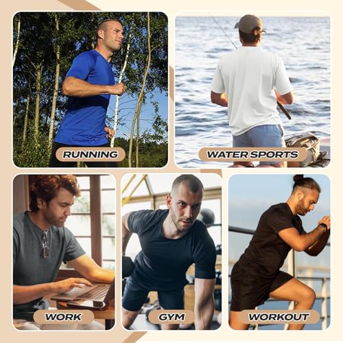 Image of BOOJO Workout Mens Shirts - Casual Black Quick Dry Moisture Wicking T-Shirts Crew Neck Short Sleeve for Gym Athletic Running